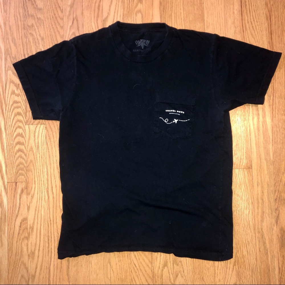 Serengetee "Travel More" Black Pocket Tee Shirt